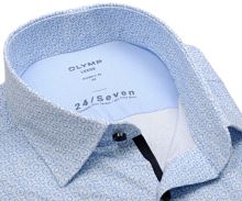 Koszula Olymp Modern Fit 24/Seven – luksusowa elastyczna z jasnoniebieskim wzorem - krótki rękaw