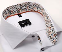 Koszula Venti Modern Fit – biała z delikatną strukturą i kolorową stójką wewnętrzną