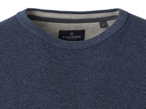 Bawełniany sweter Casa Moda - szafirowy - okrągły dekolt