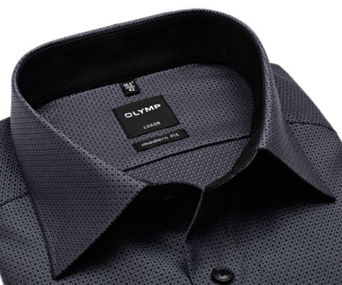 Koszula Olymp Modern Fit – czarno-biała z wplecionym wzorem