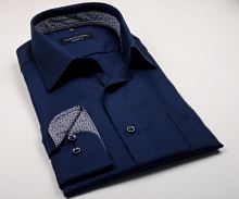 Koszula Casa Moda Comfort Fit Premium – granatowa z niebiesko-fioletową stójką wewnętrzną