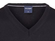Sweter Olymp z wełny Merino - dekolt typu V - w kolorze czarnym