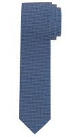 Slim krawat Olymp - niebieski z wyszytym wzorem