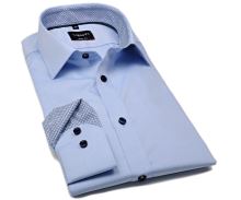 Koszula Venti Body Fit – jasnoniebieska z niebieską wewnętrzną stójką i mankietami