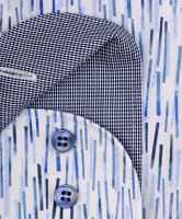 Koszula Olymp Level Five – designerska w niebieskie prążki, z wewnętrzną stójką i mankietem