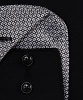 Koszula Olymp Luxor Comfort Fit – czarna z czarno-białą wewnętrzną stójką i mankietem (2)