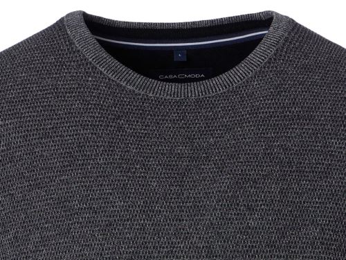 Bawełniany sweter Casa Moda - ciemnoszary - okrągły dekolt