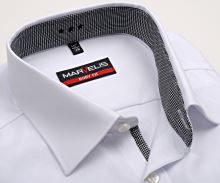 Koszula Marvelis Body Fit - biała z tkanym wzorem i kołnierzykiem wewnętrznym - extra długi rękaw