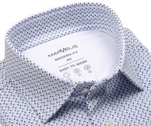 Koszula Marvelis Modern Fit Jersey – elastyczna biała z niebieskim wzorem - krótki rękaw