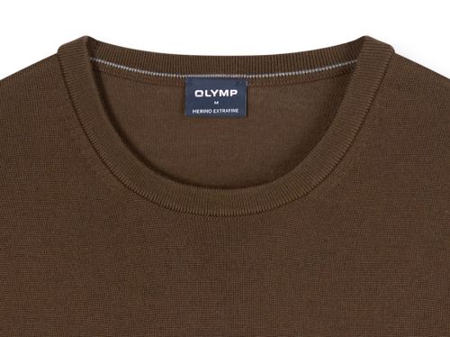 Sweter Olymp z wełny Merino - dekolt okrągły - ciemnobrązowy Sweter Olymp z wełny Merino - dekolt okrągły - ciemnobrązowy
