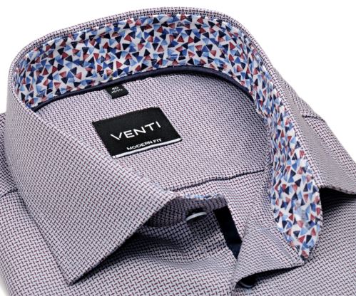 Koszula Venti Modern Fit – z czerwonym wyszytym wzorem, wewnętrzną stójką i mankietem