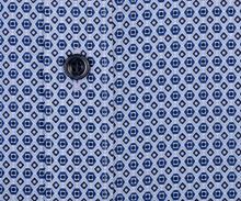 Koszula Marvelis Body Fit – z niebieskim geometrycznym wzorem - krótki rękaw