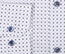Koszula Olymp Super Slim – biała z niebieskimi kołkami - extra długi rękaw