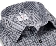 Koszula Marvelis Modern Fit - z czarno-szarym mozaikowym wzorem - ekstra długi rękaw