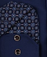 Koszula Venti Modern Fit – ciemnoniebieska z delikatną strukturą i ciemnoniebieską stójką wewnętrzną