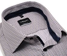 Koszula Venti Modern Fit – w niebiesko-beżowe kwadraciki, z wewnętrzną stójką i mankietem