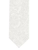 Slim krawat Olymp - champagne z wyszytymi ornamentami paisley
