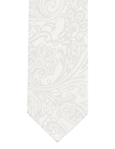 Slim krawat Olymp - champagne z wyszytymi ornamentami paisley