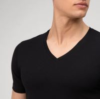 Czarny stretchowy body fit podkoszulek Olymp Level Five z krótkim rękawem - dekolt V (5)