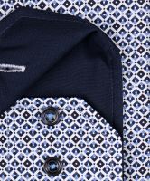 Koszula Venti Modern Fit – z niebieskimi kwadracikami, wewnętrzną stójką, mankietem i plisą