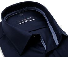 Koszula Casa Moda Comfort Fit – granatowa w wyszyte diagonalne prążki z wewnętrzną stójką