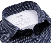 Koszula Olymp Level Five 24/Seven Jersey – luksusowa elastyczna granatowa z białymi kwadracikami