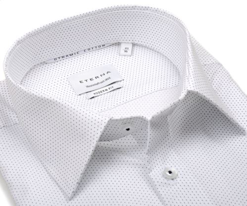 Koszula Eterna Modern Fit Dynamic Cotton - biała w granatowe kropki