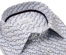 Koszula Eterna Modern Fit Twill - w niebiesko-brązowe kółka - ekstra długi rękaw