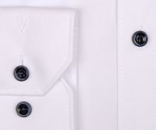 Koszula Marvelis Body Fit – biała z niebieską wewnętrzną stójką i plisą - extra długi rękaw