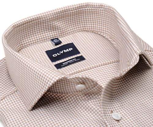 Koszula Olymp Modern Fit – luksusowa z beżowym wzorem 3D