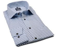 Koszula Olymp Comfort Fit – jasnoniebieska z delikatną strukturą w granatowo-beżowe kwadraciki