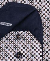 Koszula Venti Modern Fit – w niebiesko-brązowe kwadraciki, z wewnętrzną stójką, mankietem i plisą