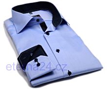 Koszula Eterna Modern Fit Fine Oxford - błękitna z granatowym kołnierzykiem wewnętrznym - extra długi rękaw