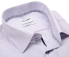 Koszula Olymp Level Five – fioletowa z delikatną strukturą z ozdobną wewnętrzną stójką i plisą - krótki rękaw