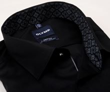 Koszula Olymp Super Slim – czarna z wewnętrzną stójką i mankietem w ornamenty