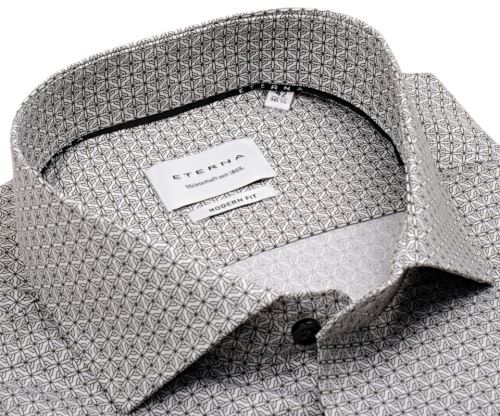 Koszula Eterna Modern Fit Twill - w grafitowy wzór - super długi rękaw