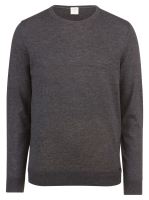 Sweter Olymp Level Five z wełny merino z domieszką jedwabiu - antracytowy - okrągły dekolt