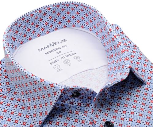 Koszula Marvelis Modern Fit Jersey – elastyczna z czerwono-niebieskim wzorem