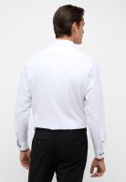 Koszula Eterna Comfort Fit Twill Cover - biała luksusowa i nieprześwitująca z florystyczną stójką wewnętrzną