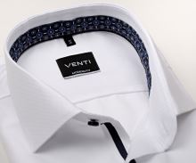 Koszula Venti Modern Fit – biała z delikatną strukturą i ciemnoniebieską stójką wewnętrzną