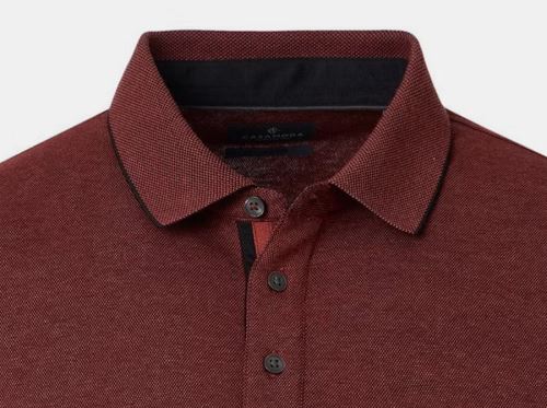 Koszulka polo Casa Moda z kołnierzykiem i długim rękawem - czerwono-pomarańczowa Koszulka polo Casa Moda z kołnierzykiem i długim rękawem - czerwono-pomarańczowa