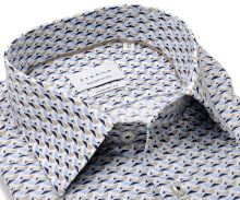 Koszula Eterna Comfort Fit Twill - w niebiesko-beżowe trójkąciki - ekstra długi rękaw