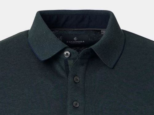 Koszulka polo Casa Moda z kołnierzykiem i długim rękawem - oliwkowo-zielona Koszulka polo Casa Moda z kołnierzykiem i długim rękawem - oliwkowo-zielona