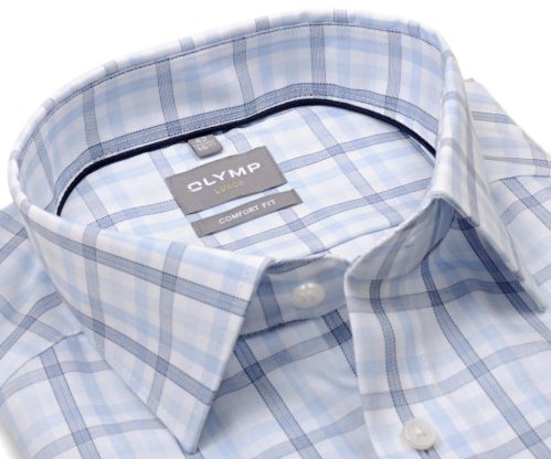 Koszula Olymp Luxor Comfort Fit – w wielką niebieską kratę - extra długi rękaw