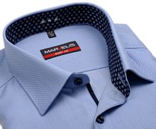 Koszula Marvelis Body Fit – jasnoniebieska z wplecionym wzorem i wewnętrzną stójką - extra długi rękaw