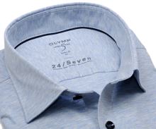 Koszula Olymp Super Slim 24/Seven – jasnoniebieska elastyczna w białą siateczkę