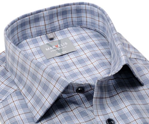 Koszula Marvelis Comfort Fit Twill – w niebiesko-brązową kratę
