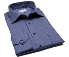 Koszula Eterna Comfort Fit - z ciemnoniebieskim wyszytym wzorem