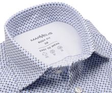 Koszula Marvelis Body Fit Jersey – elastyczna biała z niebieskim wzorem - krótki rękaw
