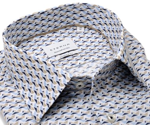 Koszula Eterna Modern Fit Twill - w niebiesko-beżowe trójkąciki